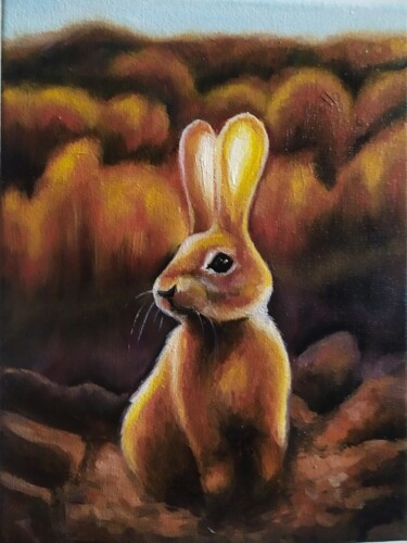 Peinture intitulée "Rabbit" par Olga Sarukhanova, Œuvre d'art originale, Huile Monté sur Châssis en bois
