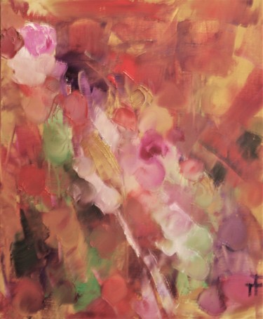 Painting titled "Bouquet égaré" by Thierry Faure, Original Artwork, Oil Mounted on Wood Stretcher frame