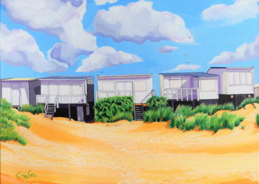 les grands chalets de Blériot-Plage Painting titled "les grands chalets…" by Christelle Vaesken, Original Artwork, Acrylic