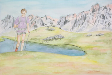 Aquarelle originale et unique, intitulée: Lac long Peinture intitulée "Aquarelle originale…" par Isabelle Redonnet, Œuvre d'art originale, Aquarelle