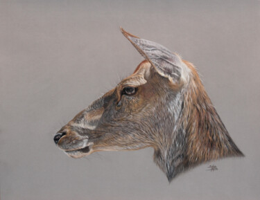 Dessin intitulée "Dame Biche" par Sab Arts, Œuvre d'art originale, Pastel