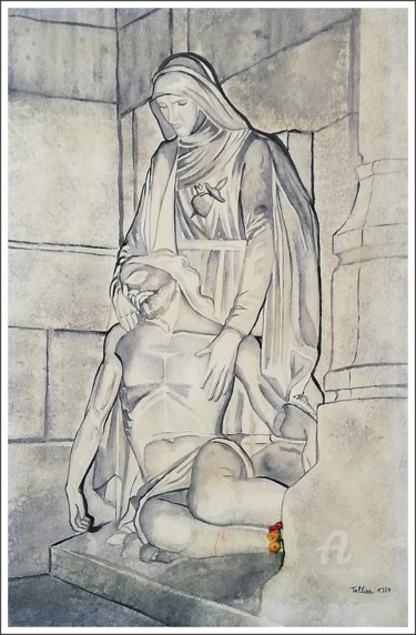 绘画 标题为“La Pietà” 由Sophie Tellier, 原创艺术品, 水彩