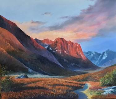 Painting titled "Вечером в горах." by Oleg Drozdov, Original Artwork, Oil