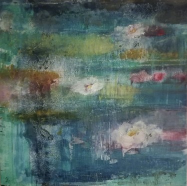 Painting titled "Water lotus" by Lisa Steeven, Original Artwork, Acrylic