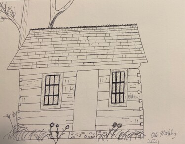 Dibujo titulada "Grabenhorst Cabin" por Peter Malmberg, Obra de arte original, Tinta