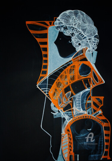 L'Armure, Oeuvre Originale 「L'Armure, Oeuvre Or…」というタイトルの絵画 Julie Aimée Debesによって, オリジナルのアートワーク, アクリル