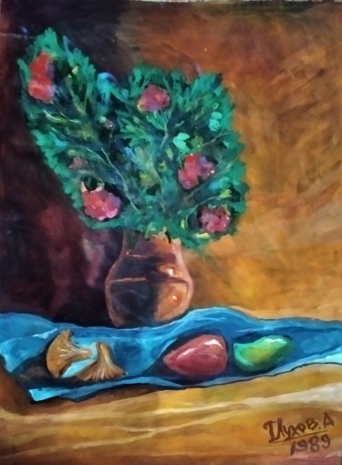 Drawing titled "Still life with cha…" by Aleksandr Glukhov, Original Artwork, Gouache