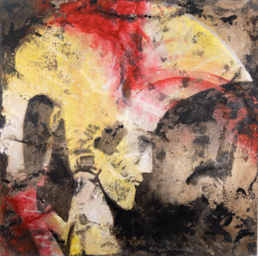 Schilderij getiteld "Warrior Head" door Patrizia Salles, Origineel Kunstwerk, Acryl