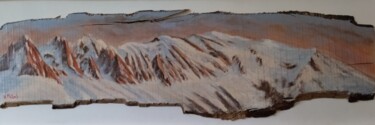 Painting titled "Panorama du Mt Blanc" by Hervé Michal (Harvey.m), Original Artwork, Acrylic Mounted on Other rigid panel