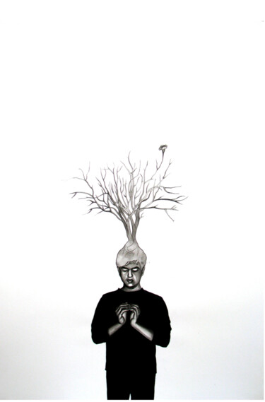 제목이 "Grey Matter-2"인 그림 Pawan Sharma로, 원작, 숯