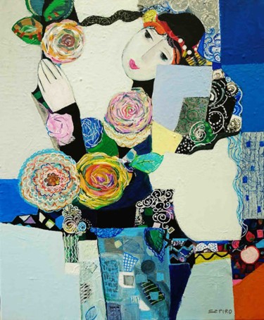 제목이 "Une jolie rose"인 미술작품 Brigitte Szpiro로, 원작, 아크릴