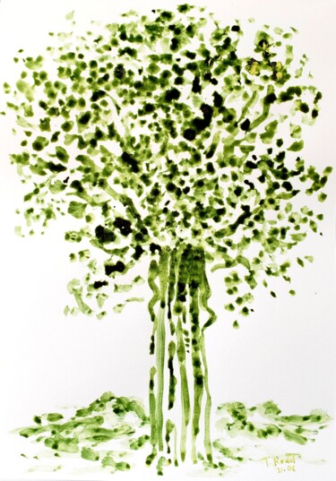 Arbre vert Drawing titled "Arbre vert" by Thomas Rodet, Original Artwork, Watercolor