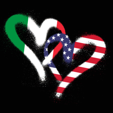 Flag Heart Italy USA Italian Americans Pride Print Painting titled "Flag Heart Italy US…" by Tony Rubino, Original Artwork, Acrylic Mounted on Wood Stretcher frame