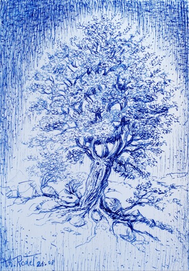 Drawing titled "Arbre de nuit" by Thomas Rodet, Original Artwork, Ink