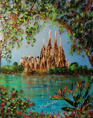 Vue sur une Grande Dame Peinture intitulée "Vue sur une Grande…" par Céline Liliane Heyberger, Œuvre d'art originale, Acrylique