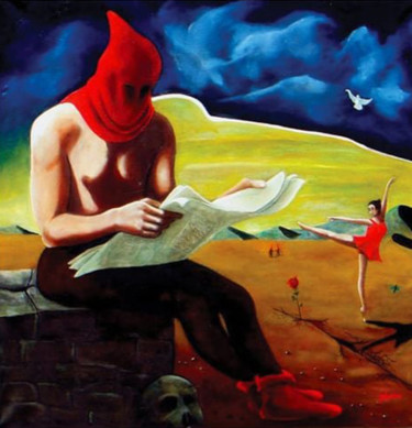 Peinture intitulée "Bourreau cherche em…" par Phybra, Œuvre d'art originale, Huile