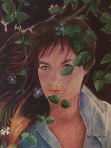 Peinture intitulée "LA FILLE AUX YEUX D…" par Jacques Tafforeau, Œuvre d'art originale, Aquarelle