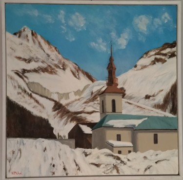 Peinture intitulée "Eglise d'Argentière…" par Hervé Michal (Harvey.m), Œuvre d'art originale, Acrylique Monté sur Châssis en…