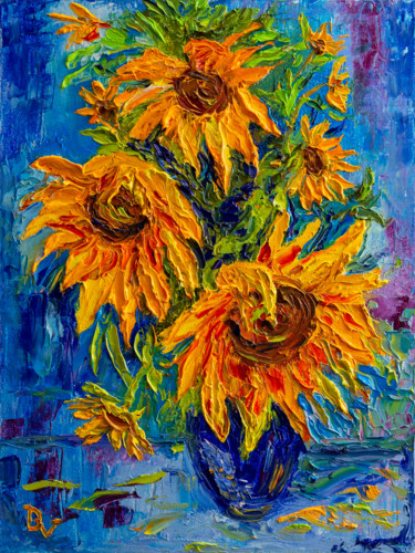 Pittura intitolato "Sunflowers bouquet" da Vladyslav Durniev, Opera d'arte originale, Olio Montato su Telaio per barella in…