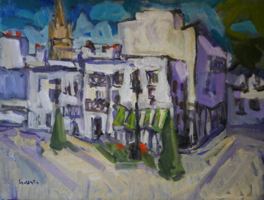 HENNEBONT rue trottier (h) Pintura intitulada "HENNEBONT rue trott…" por Gildas Cadic, Obras de arte originais, Óleo