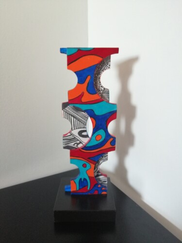 Sculpture intitulée "Retro Paradiso" par Carole Carpier, Œuvre d'art originale, Bois