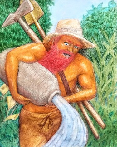 Tekening getiteld "Summer" door Edwin Loftus, Origineel Kunstwerk, Pastel Gemonteerd op Andere stijve panelen
