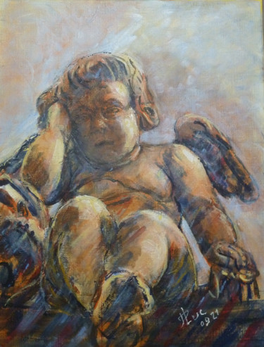 Peinture intitulée "L'ange du chanoine…" par Philippe Lasselin, Œuvre d'art originale, Acrylique