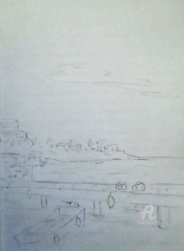 Σχέδιο με τίτλο "Port de Madmouzou" από Roberto Urbano, Αυθεντικά έργα τέχνης, Μολύβι