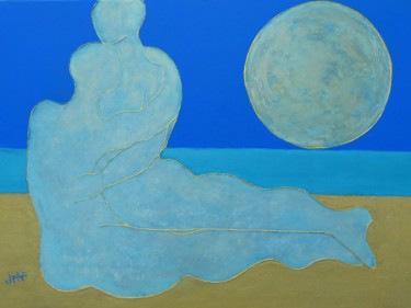绘画 标题为“Eros sous la lune” 由Philippe Jamin, 原创艺术品, 丙烯 安装在木质担架架上