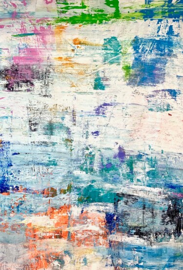 Schilderij getiteld "RAINBOW CLOUDS" door Monica Maja Richardson, Origineel Kunstwerk, Acryl Gemonteerd op Frame voor houten…