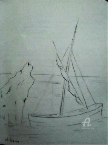 图画 标题为“Barque Mahoraise” 由Roberto Urbano, 原创艺术品, 铅笔