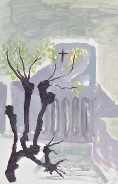 Painting titled "la paroisse" by Giulia Archer, Original Artwork, Oil Mounted on Other rigid panel