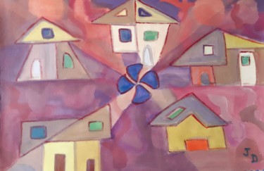 제목이 "Les Maisons Jaunes"인 미술작품 Jacques Desvaux (JD)로, 원작, 아크릴