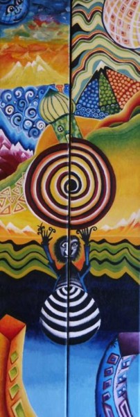 Peinture intitulée "autour des tours" par Anne-Marie Gratton, Œuvre d'art originale