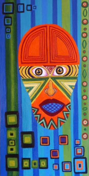 Peinture intitulée "auto-portrait masqué" par Anne-Marie Gratton, Œuvre d'art originale