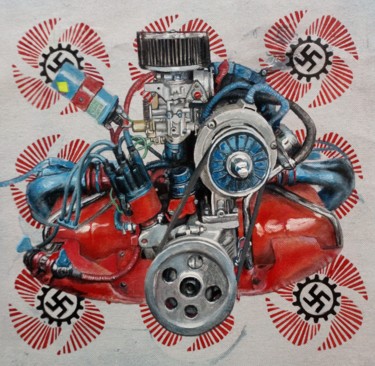 제목이 "VW beatles"인 미술작품 Victor Manuel Ojeda Collado로, 원작, 기름 나무 들것 프레임에 장착됨
