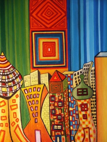 Peinture intitulée "tour relour" par Anne-Marie Gratton, Œuvre d'art originale