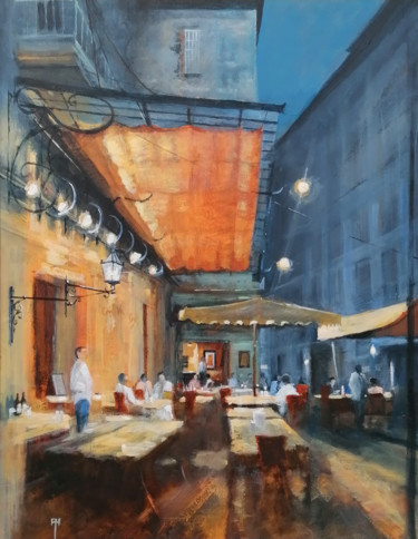 Pittura intitolato "Cafe van Gogh" da Alan Harris, Opera d'arte originale, Acrilico