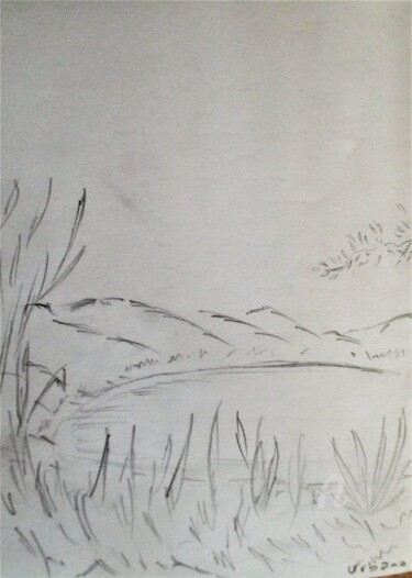 Drawing titled "Cratère Dziani" by Roberto Urbano, Original Artwork, Pencil