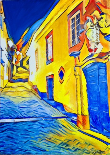 Rua da Figueira - Portalegre" Pittura intitolato "Rua da Figueira - P…" da Aurelio Bentes Bravo, Opera d'arte originale, Olio