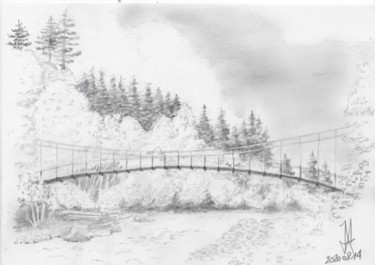 绘画 标题为“Pont Turrian” 由Jean-Marc Allenbach, 原创艺术品, 铅笔