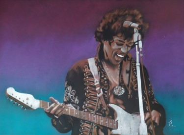 Dessin intitulée "Jimi Hendrix" par Paul Clair, Œuvre d'art originale, Pastel