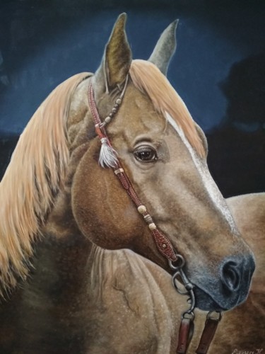 Red horse 「Red horse」というタイトルの絵画 Elena Kozyutenkoによって, オリジナルのアートワーク, オイル
