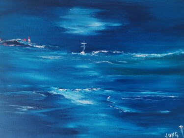 Peinture intitulée "Pnl# on blue" par Pascal Jung, Œuvre d'art originale, Huile