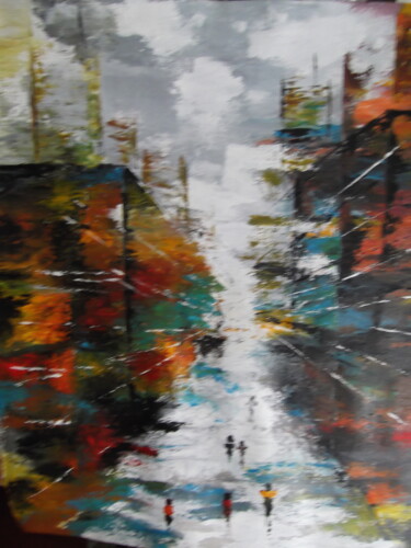 Schilderij getiteld "Abstrait coloré" door Odette Carre (Etchevers M-J), Origineel Kunstwerk, Acryl