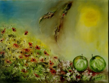 Peinture intitulée "Sprining Happines" par Mansoureh Ashrafi, Œuvre d'art originale, Huile