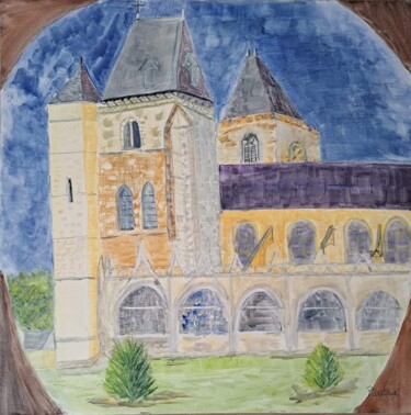 collégiale française aux Andelys Peinture intitulée "collégiale français…" par Pascale Coutoux, Œuvre d'art originale, Aquarelle