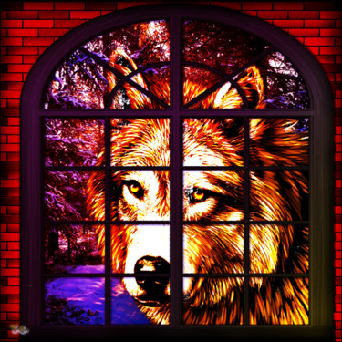 数字艺术 标题为“Wolf Dream ...” 由Tyfhaan Yk, 原创艺术品, 数字油画 安装在木质担架架上