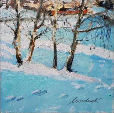 Painting titled "Z mojego okna" by Kazimierz Mordarski, Original Artwork, Oil