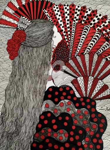图画 标题为“La jongleuse d’éven…” 由Lucie Giglio, 原创艺术品, 水彩
